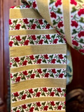 Vintage intricate tapestry floral bell pull
